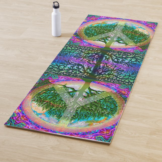 Tree of Life Peace Symbol Namaste Yoga Mat (In Situ)
