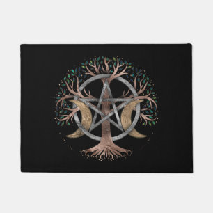 Tree of Life Pentagram Moon Ornament Doormat