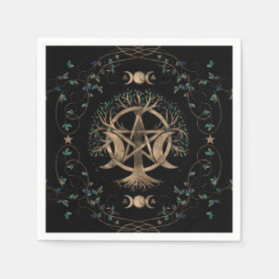 Tree of Life Pentagram Moon Ornament Napkin