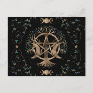 Tree of Life Pentagram Moon Ornament Postcard