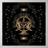 Tree of Life Pentagram Moon Ornament
