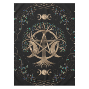 Tree of Life Pentagram Moon Ornament Tablecloth