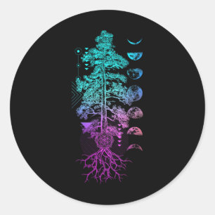 Tree Of Life Phases Of The Moon Yoga Chakra Gift Classic Round Sticker