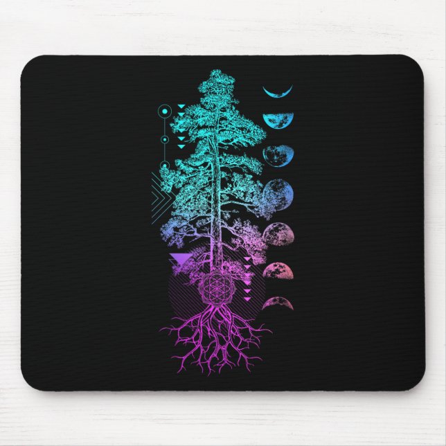 Tree Of Life Phases Of The Moon Yoga Chakra Gift  Mouse Mat (Front)