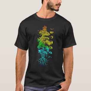 Tree Of Life Phases Of The Moon Yoga Chakra Rainbo T-Shirt