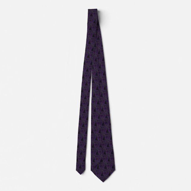 Tree of Life Purple Black Neck Tie - Custom Colour (Back)