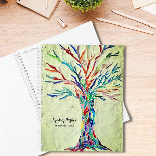 Tree Of Life Rainbow Colors Custom Name Green Planner