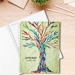 Tree Of Life Rainbow Colours Custom Name Green Planner<br><div class="desc">This unique Planner is decorated with a rainbow coloured Tree of Life mosaic on a pale green background.
The original design was made using tiny pieces of brightly coloured glass.
Customise it with your name and year.
Original mosaic © Michele Davies.</div>