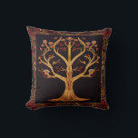 Tree of LIfe Red Gold Black Embroidery by kedoki Cushion<br><div class="desc">Tree of LIfe Red Gold Black Embroidery by kedoki</div>