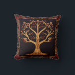 Tree of LIfe Red Gold Black Embroidery by kedoki Cushion<br><div class="desc">Tree of LIfe Red Gold Black Embroidery by kedoki</div>