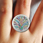Tree of Life Ring<br><div class="desc">This unique ring is decorated with a colourful mosaic tree of life.
Original Mosaic © Michele Davies.</div>