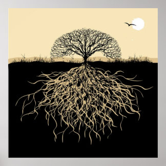 Tree of Life Roots Spiritual Nature Minimalist  Poster