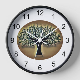Tree of Life Rustic Botanical Nature Art Clock