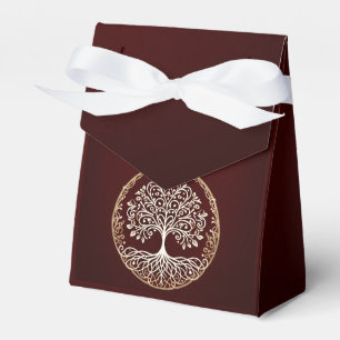 Tree of Life Rustic Dark Red Celtic Wedding Favour Box