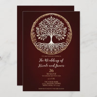 Tree of Life Rustic Dark Red Celtic Wedding