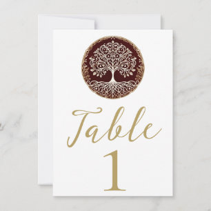 Tree of Life Rustic Dark Red Celtic Wedding Table Invitation