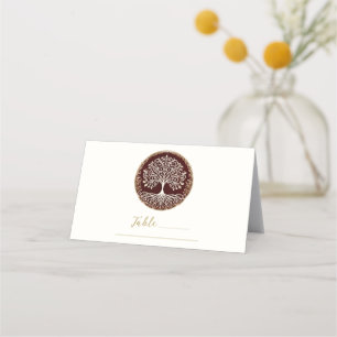 Tree of Life Rustic Dark Red Celtic Wedding Table Place Card
