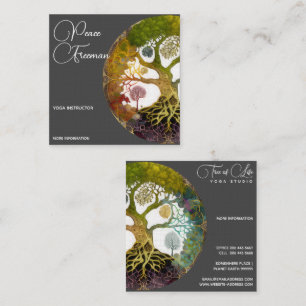 Tree of Life Seasons Square Business Card