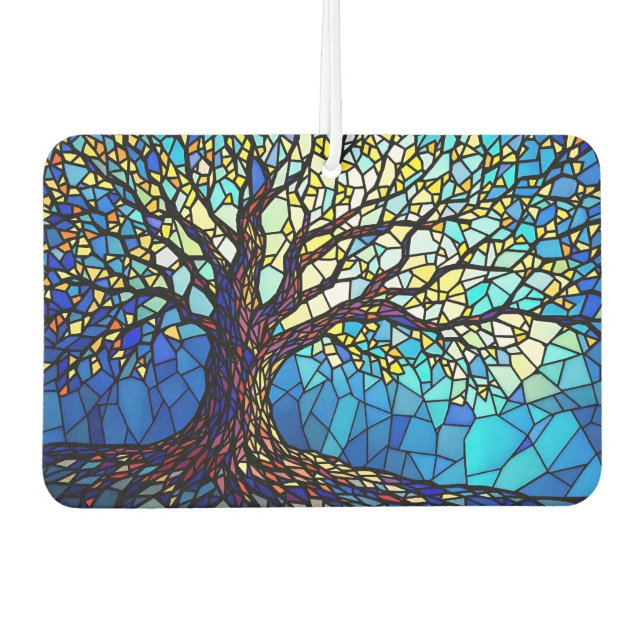 Tree of Life Shattered Glass Mosaic Car Air Freshener (Front)