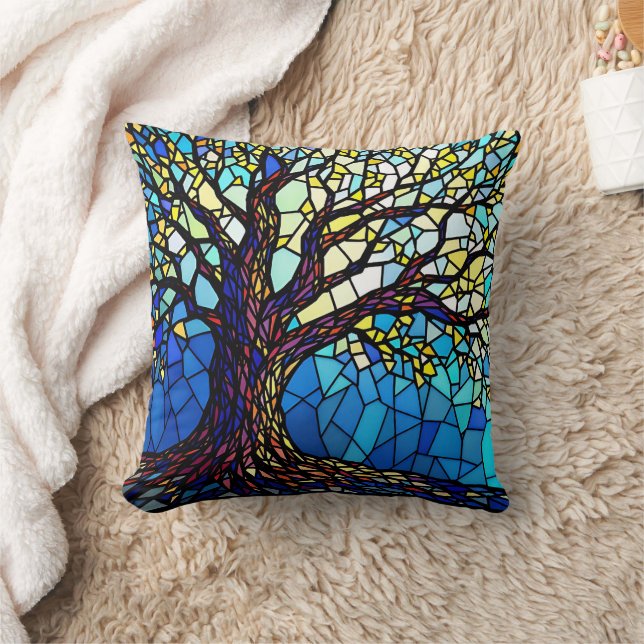 Tree of Life Shattered Glass Mosaic Cushion (Blanket)