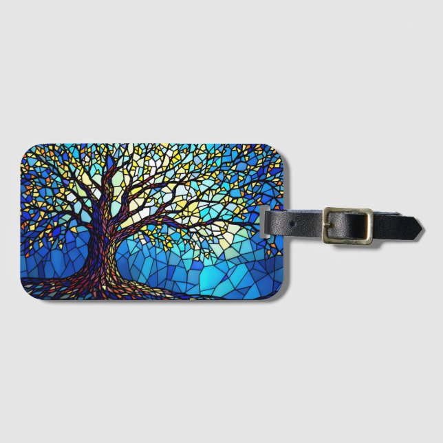 Tree of Life Shattered Glass Mosaic Luggage Tag (Front Horizontal)