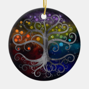 Tree of life Silver Swirl Ceramic Tree Decoration