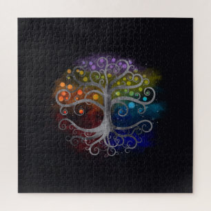 Tree of life Silver Swirl Jigsaw Puzzle