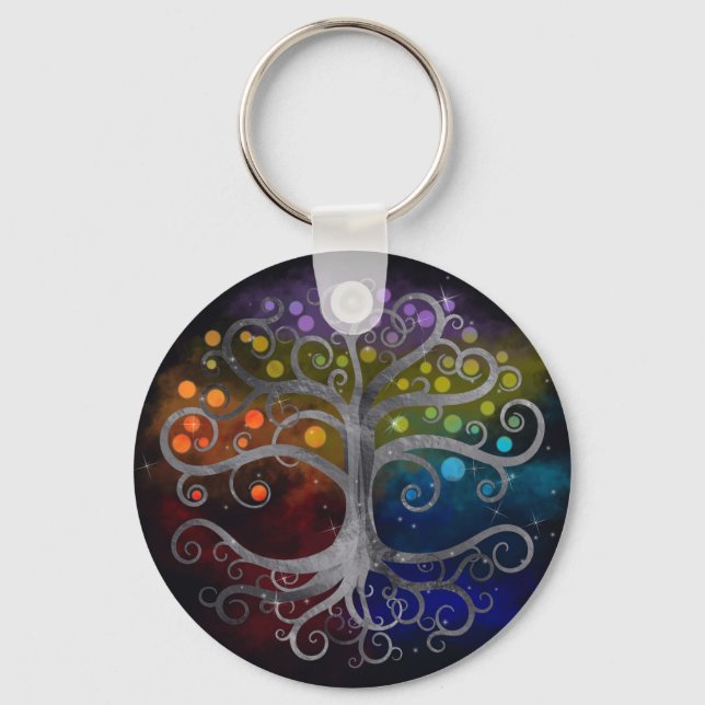 Tree of life Silver Swirl Key Ring (Front)