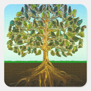 Tree of Life Simple Pleasures of Life Square Sticker