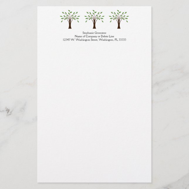 Tree of Life Simple Trees Nature Custom Name Stationery (Front)