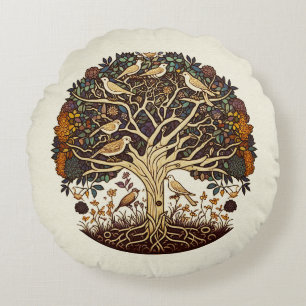 Tree of Life, Songbirds Round Cushion