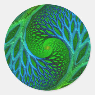 Tree Of Life Spiral Fractal Classic Round Sticker
