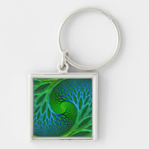 Tree Of Life Spiral Fractal  Key Ring