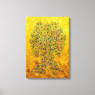 Tree Of Life - Spirals Leaves Fruits 1 Canvas Print