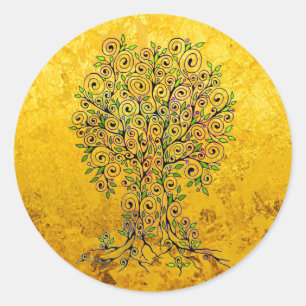 Tree Of Life - Spirals Leaves Fruits 1 Classic Round Sticker