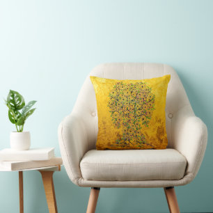 Tree Of Life - Spirals Leaves Fruits 1 Cushion