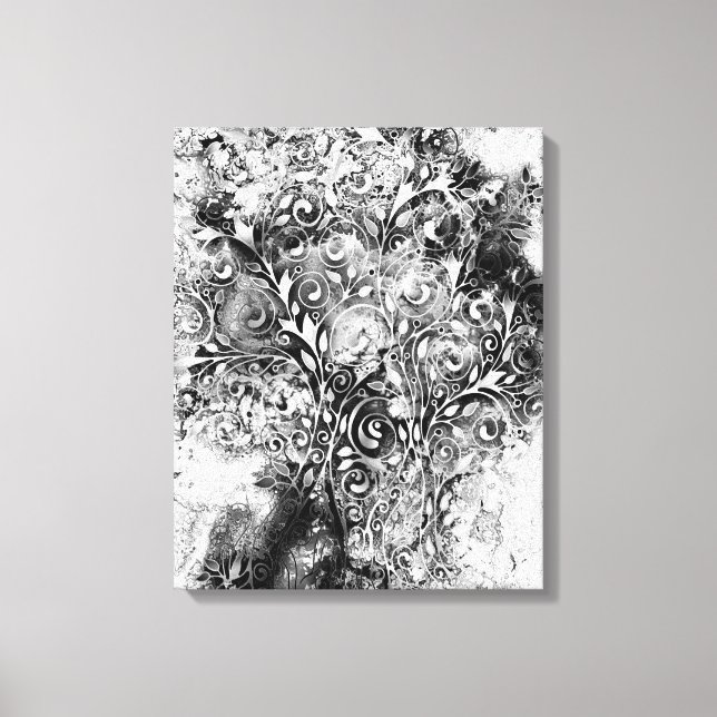 Tree Of Life - Spirals Leaves Grunge Style 1 Canvas Print (Front)