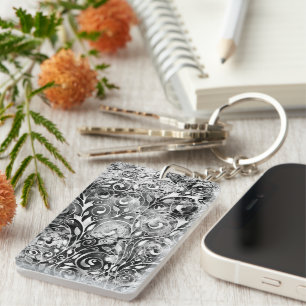Tree Of Life - Spirals Leaves Grunge Style 1 Key Ring