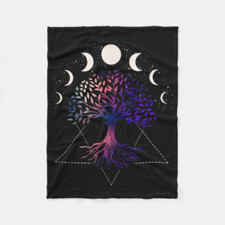 Tree Of Life Spiritual Shirt Moonphases For Yoga _ Fleece Blanket
