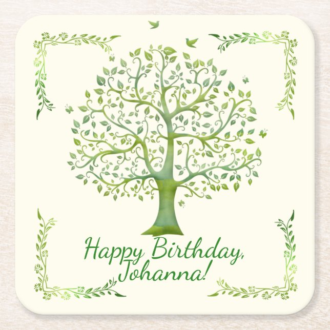 Tree of Life Square Paper Coaster (Front)