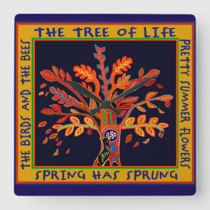 Tree of Life Square Wall Clock