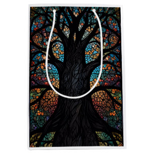Tree Of Life Stained Glass Mosaic Art  Medium Gift Bag