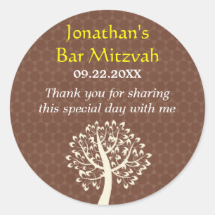 Tree of Life Star of David Bar-Bat Mitzvah Classic Round Sticker