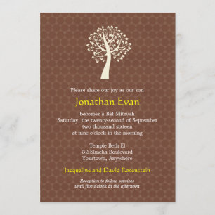 Tree of Life Star of David Pattern Bar-Bat Mitzvah Invitation