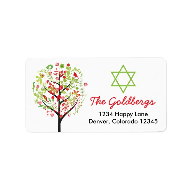 Tree of Life Star of David Return Address Label (Front)