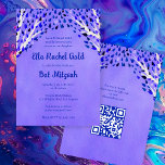 Tree of Life Stars Custom Bat Bar Mitzvah QR Code Invitation<br><div class="desc">Perfect card to announce a bat mitzvah, bar mitzvah or other Jewish celebration! Hand made art for you! FULLY CUSTOMIZABLE! Click on “Personalise” above to edit the text and add your link to the QR code on the back. Click "edit using design tool" to adjust the fonts, colours and placements...</div>