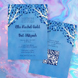 Tree of Life Stars Custom Bat Bar Mitzvah QR Code Invitation<br><div class="desc">Perfect card to announce a bat mitzvah, bar mitzvah or other Jewish celebration! Hand made art for you! FULLY CUSTOMIZABLE! Click on “Personalise” above to edit the text and add your link to the QR code on the back. Click "edit using design tool" to adjust the fonts, colours and placements...</div>