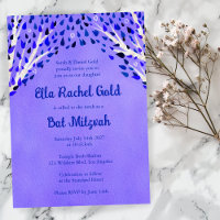 Tree of Life Stars Watercolor Bat Bar Mitzvah