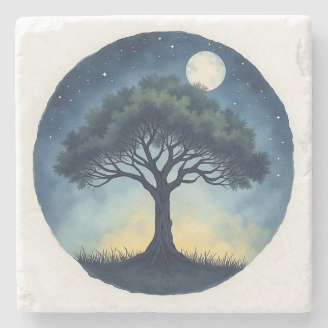Tree of Life  Stone Coaster (Front)