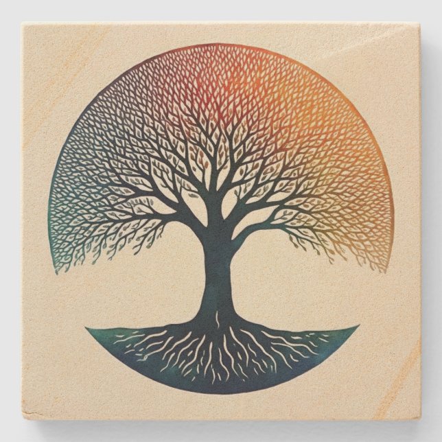 Tree of Life  Stone Coaster (Front)